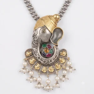 Antique Navratna Ganesha Statement Pendant