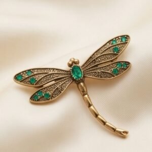 Vintage Emerald Enamel Dragonfly Brooch