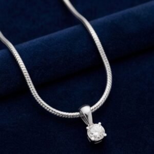 Classic Solitaire Silver Pendant Necklace